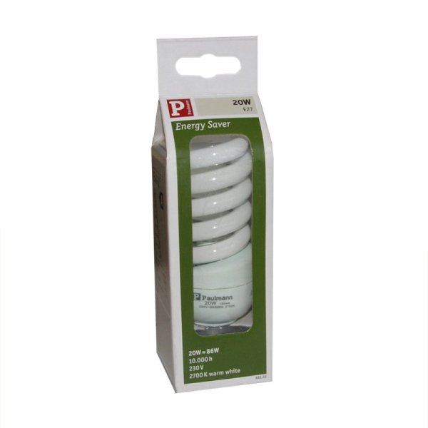 Paulmann Sparlampe Energiesparlampe Spirale 20W E27 warmweiß