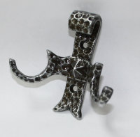 Garderobenhaken 80mm x 85mm Schwarz / Silber Mantelhaken...