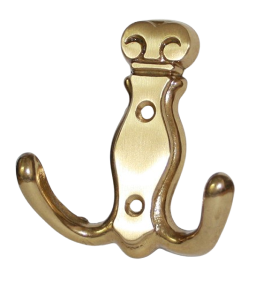 Garderobenhaken Messing massiv poliert 80x72mm Gold Mantelhaken Antik