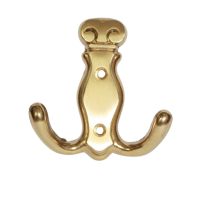 Garderobenhaken Messing massiv poliert 80x72mm Gold Mantelhaken Antik