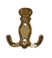 Garderobenhaken Messing massiv poliert 80x72mm Gold Mantelhaken Antik