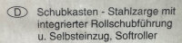 Schubkasten Schubladenschiene Rollschubführung Softroller 400mm Stahlzarge 25kg