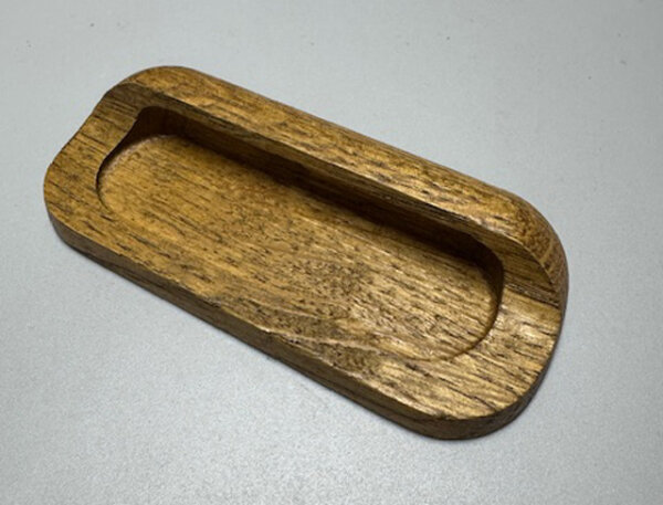 Muschelgriff Möbelgriff Holz Eiche gebeizt lackiert 110mm Griff Schrank Schublade Holzgriff