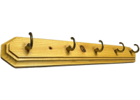 Hakenleiste 330mm Holz Kiefer  lackiert 5 Messing  Haken...