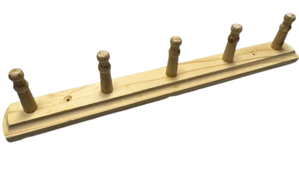 Hakenleiste Landhaus 350mm Holz Kiefer natur  5 Haken Garderobenhaken
