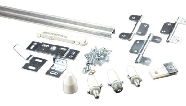 Faltschiebetürbeschlag 75 cm – Komplett-Set für 2 Türblätter Aluminium