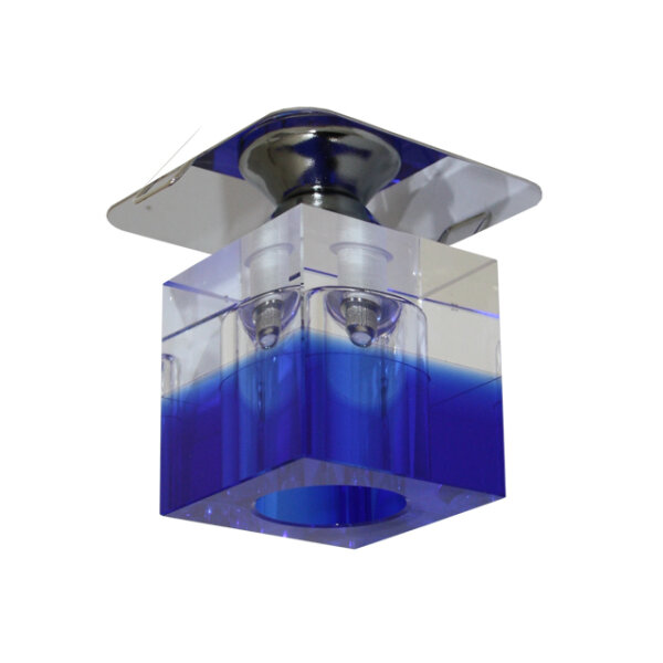 Hermey Kristall-Glas-Einbauleuchte Würfel Blau-Klar Modell 11 (1 Stück) G4