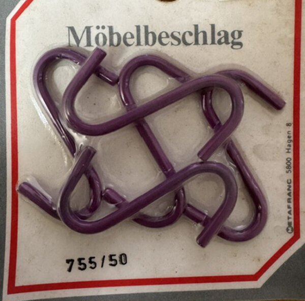 Metafranc S-Haken 50mm Lila lackiert Stahl (5er-Set Universalhaken) - Neuware