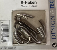 Metafranc S-Haken 50mm Silber lackiert Stahl (5er-Set...