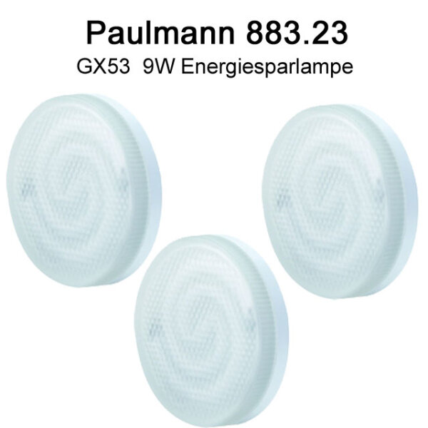 Paulmann 883.23 Energie-Sparlampe SPIRALE GX53 9W DISC Warmweiß 230V (3er-Set)