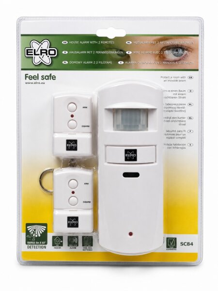 ELRO SC84 Mini Alarm Bewegungsmelder 130dB Infrarot Fernbedienung Türalarm Set