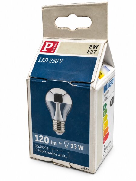 Paulmann 282.83 LED Kopfspiegellampe E27 2W 120lm 2700K Silber 55mm