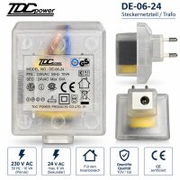 TDC Power DE-06-24 Steckernetzteil Trafo 24V AC 0,25A 6VA...