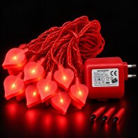 Hartig + Helling 98077 LED Lichterkette Herzen Rot 20 Herzen 10m 24V