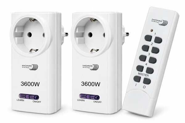 2x Home Easy HE877 Funksteckdose 3600W Weiß + HE844A Fernbedienung