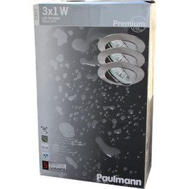 Paulmann Premium ALU Einbauleuchten  3x1W TAGESLICHT LED 230V Eisen gebürstet