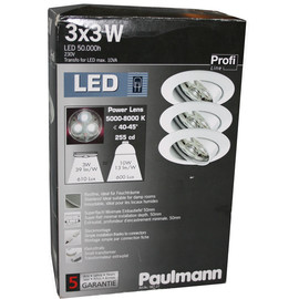 Paulmann Profi Line Einbauleuchten Feuchträume geeignet  3x3 W LED, 230V, Weiß,  987.27 - 98727