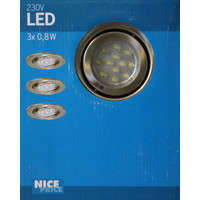 Nice Price 3786 LED Einbauleuchten 3 X 0,8W Eisen geb&uuml;rstet Spots Strahler RUND