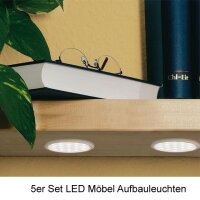 Paulmann 987.88 Micro Line LED Möbel-Aufbau-/Einbauleuchten 5er Set 6500K Weiß